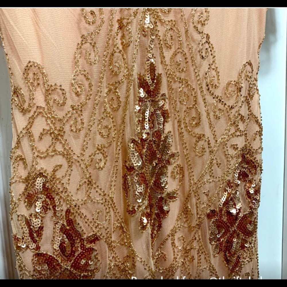 1920s Style Sequined Pink Dress With Tassels Sz M - Picture 4 of 5